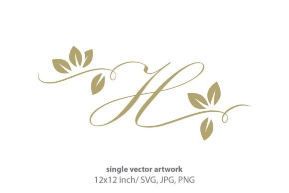 Gold Leaf Autumn Script Letter H Design